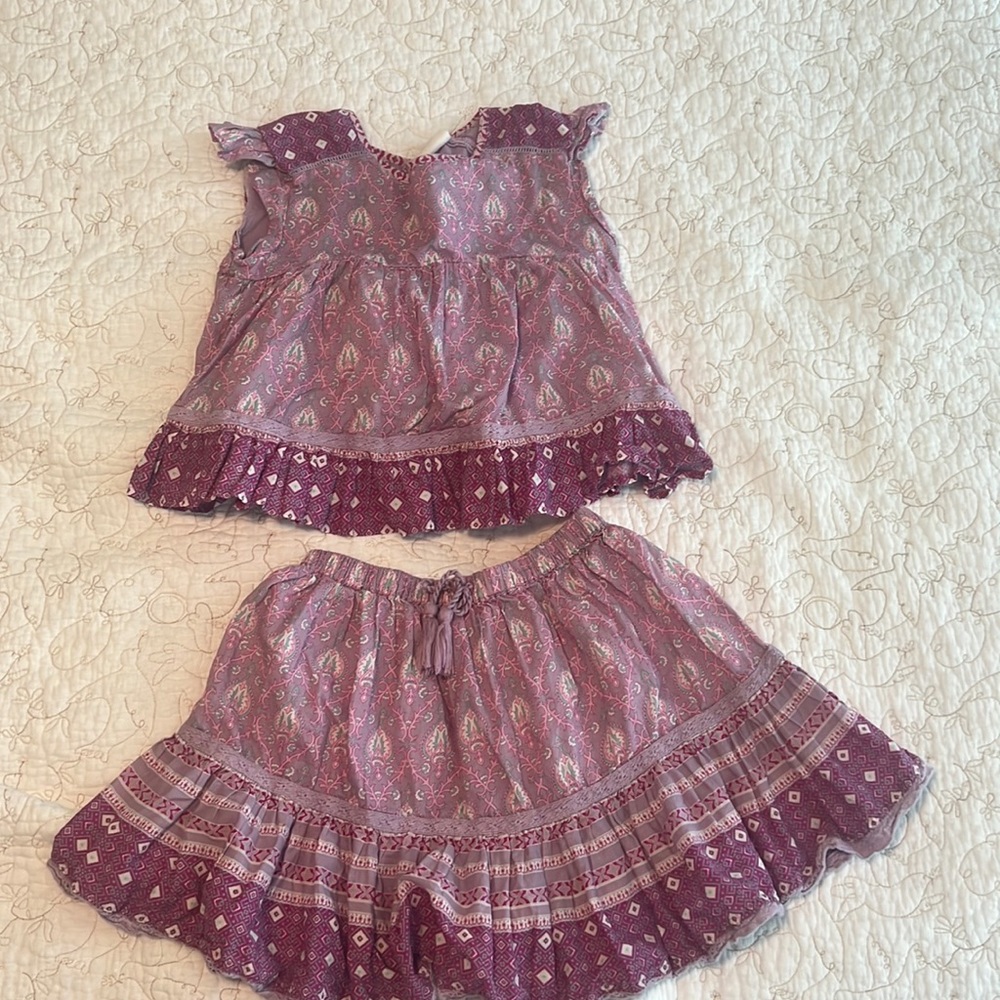 Spell Girls Purple Paisley Two-Piece Top & Skirt Set